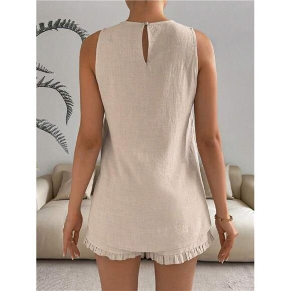 Lace Detail Round Neck Tank and Shorts Set - Picture 6 of 16